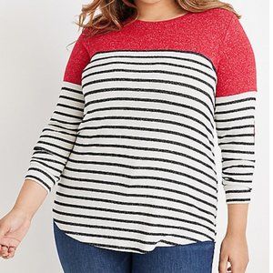 Maurice's Plus Size Striped Heart Elbow Patch Crew Neck